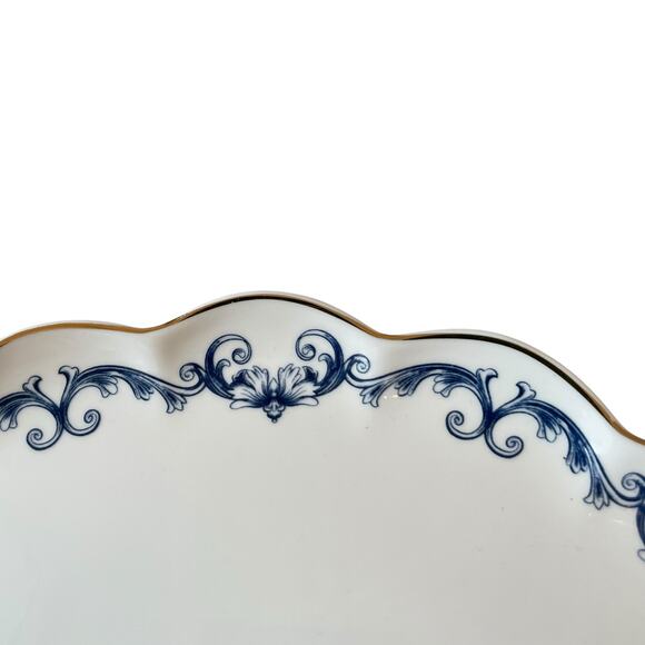 Eaton Fine Dining Blue Floral Bird Porcelain Pedestal Cake Plate 10.5in New - Picture 8 of 16